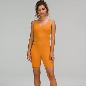 NWT Lululemon Align Onesie 8" in Autumn Orange, shorts jumper Size 4